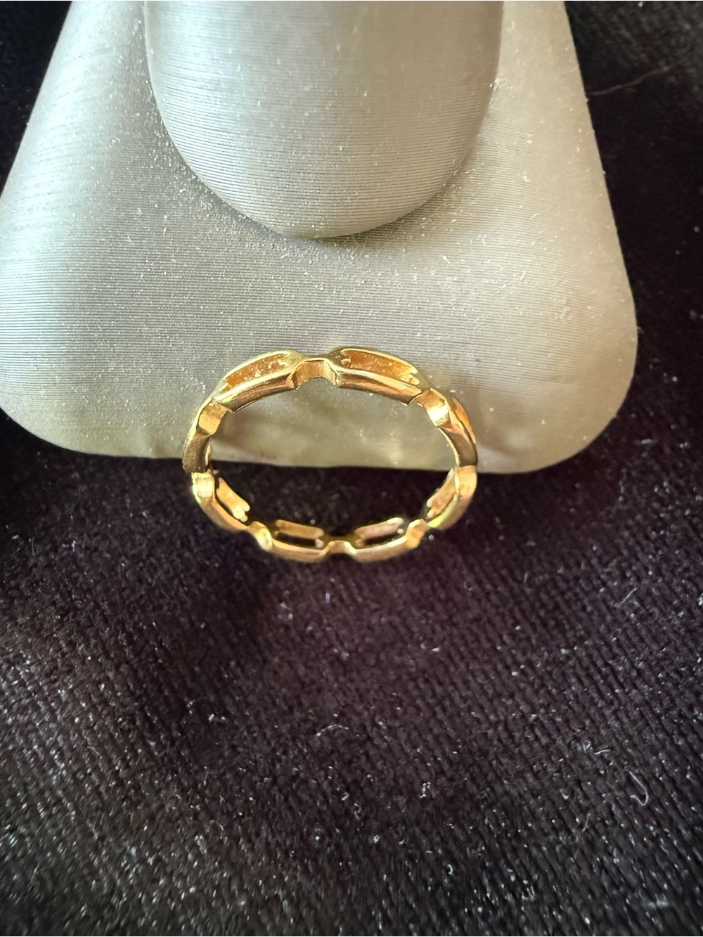 Gold Link Pattern Women's Stackable Ring - Picture 2 of 5
